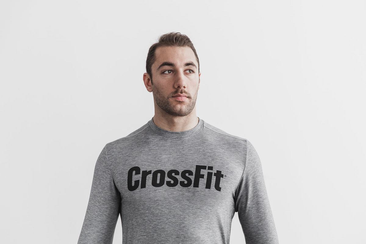 Nobull Crossfit® Men's Long Sleeves Grey | Australia (SZ9524)